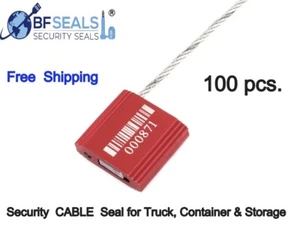 Steel Cable Lock Metal Security Seal 100 pcs Red - 2.4 mm Numbered & Barcode - Picture 1 of 9
