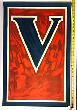 WW1 Rare Original "V" Victory Poster EXCELLENT Condition. FRAMED. See video!