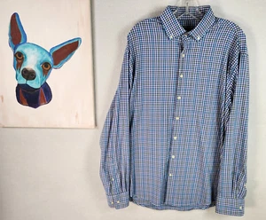 Peter Millar Summer Comfort Mens Long Sleeve Dress Shirt Blue Plaid Size XL - Imagen 1 de 10