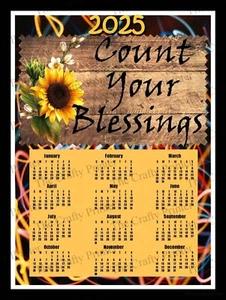 2026 CALENDAR MAGNET - SUNFLOWER "Count Your Blessings" Size 8" x 10" - Picture 1 of 2