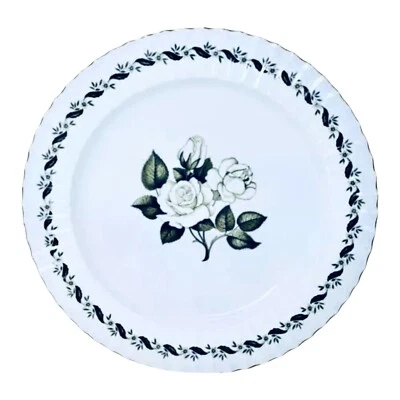 Royal Worcester ENGADINE White Floral Green Leaves Bone 14 5/8” Charger Platter - Image 1 of 4