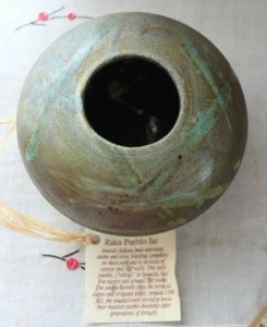 Artist “Jeremy Diller” SIGNED RAKU Pueblo Jar modern art pottery New with tags - Picture 1 of 8
