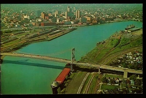 Postcard Ohio Toledo OH Anthony Wayne Bridge Aerial View Skyline - Imagen 1 de 2