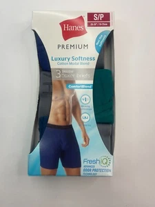 NWT 3 Mens - HANES PREMIUM - Luxury Softness - Boxer Briefs - SMALL - Underwear - Picture 1 of 4