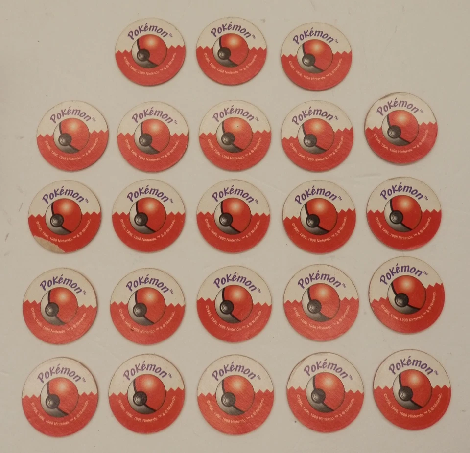 Vintage Pokemon Chips Red Pogs Lot of 23 for 1999 Master Trainer Board Game - Image 1 of 2