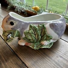 Vintage Italian Mottahedeh Bunny Rabbit Tureen 8.5”x6”x5.5" No Lid Container