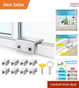Window Locks 8 Sets Aluminum Sliding Childproof Security for Up and Down Windows - Picture 1 of 11
