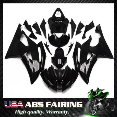 Carrocería de pintura de carenado ABS negro brillante para Yamaha YZF R6 2008-2016 09 15 VENTA EN EE. UU. Foto 1 de 4