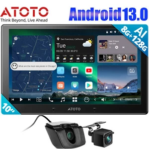 ATOTO 10" X10 2DIN Android13 ChatGPT Car Stereo GPS Radio + HD DVR Dash/Rear Cam - Picture 1 of 9