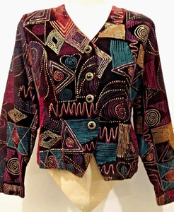 Womens VTG Stunning Color Dress Jacket Size S Velvet Look By Tres Paquette Byer - Picture 1 of 3