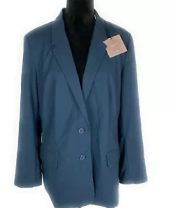 J Jill Car Coat Jacket Wool Blue Womens 2 Button Size 18 NWT - Picture 1 of 6
