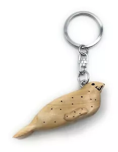 Handmade Wood Keychain Seal Sea Lion Seal Animal Water Beach Mammal - Picture 1 of 5