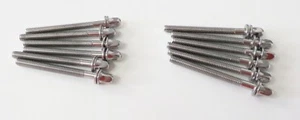 12 NEW TOM SNARE DRUM TENSION RODS 55mm CHROME [2 5/8" Long] SONOR Brand (56mm) - Picture 1 of 2