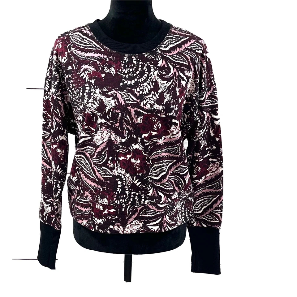 JOIE Caleigh Floral Print Drop Shoulder Sweater L