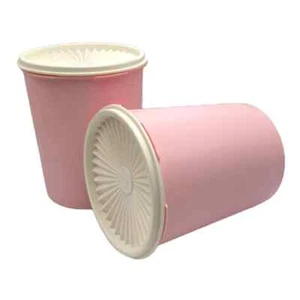 TUPPERWARE Nuevo Juego de Botes Decoradores Servalier Rosa con Sellos - Imagen 1 de 5