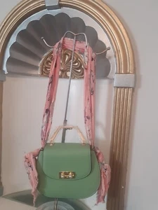 Women's Handbag. Fresh Mint Colour Pearl Clasp Closure.Top Handle/Shoulder Scarf - Picture 1 of 12