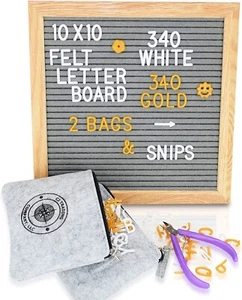 Oak frame Felt Letter Board 10x10 680 Letters + emojis new nice stand - Picture 1 of 9