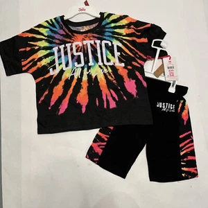 Justice Girls J-Sport Body Tee Set Tie Die T-shirt And Short Leggings Size 10 - Picture 1 of 21