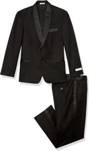 Calvin Klein Boys' Big 2-Piece Formal Tuxedo Suit Set Black - Picture 1 of 6