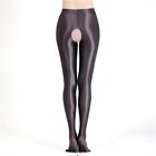 Exquisite Womens Glossy Crotchless Pantyhose Stockings Stain Dance Tights