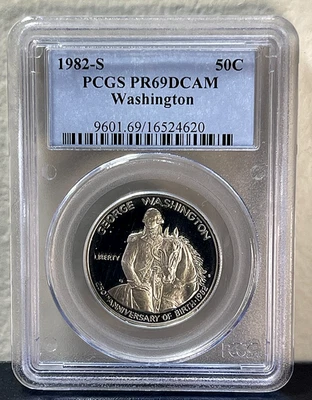 1982-S 50C WASHINGTON "SILVER" PROOF HALF DOLLAR COMMEM PCGS PR69 DCAM - Image 1 of 2