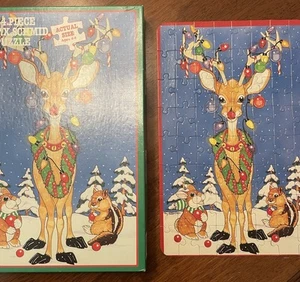 FX Schmid Trim-a-Deer Christmas 64-Piece Puzzle Vintage Artist Mary Badenhop - Picture 1 of 5