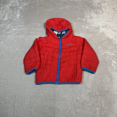Chaqueta Columbia Niños Pequeños 3T Roja Cremallera Completa Reversible Doble Problema ll Exterior Foto 1 de 4