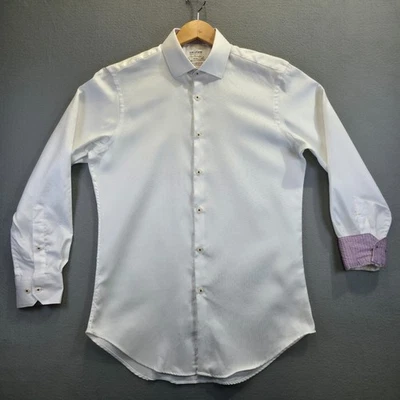 T.M. Lewin White Fitted Long Sleeve Button Up Flip Cuff Dress Shirt Size 15.5/33 - Image 1 of 4