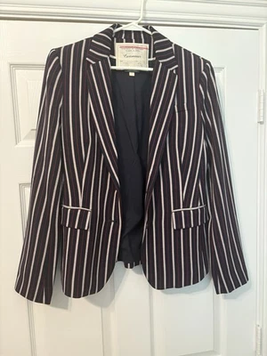Cartonnier Anthropologie Womens Blazer Sz Medium Blue Red Stripe Button Front - Изображение 1 из 4