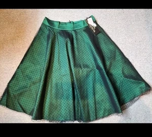 Voodoo Vixen Green Sheen Polka Dot Mesh Circle Skirt Size m - Picture 1 of 5