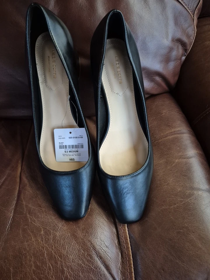 Liz Claiborne Faris Black Block Heel Pumps  Womens Size 9.5 Memory Foam NWT - Image 1 of 4