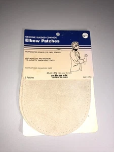 Vintage Set of 2 Suede Cowhide Elbow Patches 4-3/4 x 6-5/8" 2/Pkg Light Brown - Picture 1 of 10