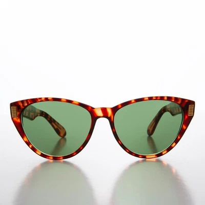 Brown 80s Cat Eye Sunglass with Gold Accents - Juno - Image 1 of 3