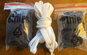 Vintage Etnies 2 Black & 1 White Pair Shoelaces Skate shoes Skateboard Laces NEW - Picture 1 of 2