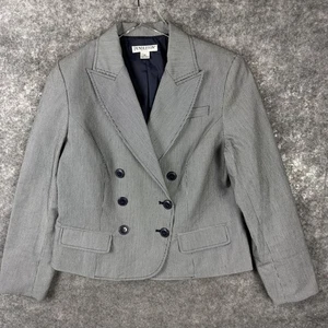 Pendleton Blazer Donna Petite 10 Grigio Doppiopetto Gessato Foderato Giacca - Foto 1 di 14