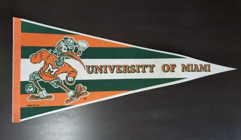 NCAA University Of Miami Hurricanes (Full Size 12 x 30) -Trench- VTG Pennant Cover