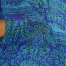 New listing
		Sanskriti Vintage Sarees Indian Blue Printed Pure Silk Sari Floral Craft Fabric