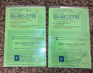 Vintage Papier Ko-Rec-Typ Schreibmaschine Korrektur Papierfehler Radierer! Menge: 2 Pkg - Bild 1 von 2