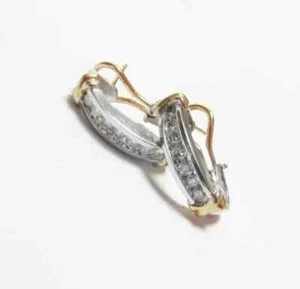 1Ct Round Cut Lab-Created Diamond Hoop Wedding Earrings 14K Two Tone Gold Plated - Picture 1 of 4