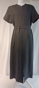 Coldwater Creek Sz 16, Rich Black Linen Blend Midi Dress, Short Sleeve, Lined - Picture 1 of 19
