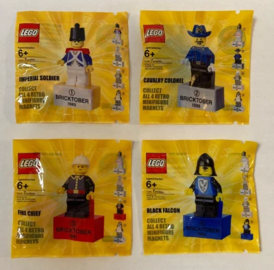 Lego Retro Minifigura Imanes 2010 Toys R Us Bricktober Minifigura Juego de 4 Piezas Foto 1 de 4