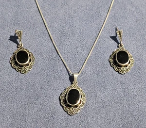 VINTAGE STERLING SILVER 925 Necklace Pendant & Earrings Set - Picture 1 of 13