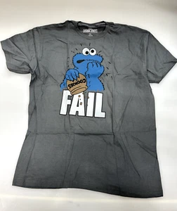New - Size 2XL Grey Mens Sesame Street COOKIE MONSTER FAIL T-SHIRT XXL NWT - Picture 1 of 2