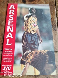 1991 EUROPEAN CUP ARSENAL V BENFICA - Picture 1 of 1