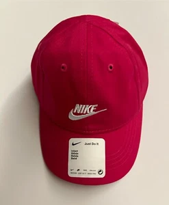 New Nike Hat Cap Hot Pink Embroidered White Swoosh Logo Adjustable 12M- 24M - Picture 1 of 12