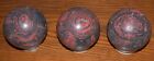 Vintage Candlepin Bowling Balls - Set of 3 - 2lb 6oz - Red Black Swirl with Bag