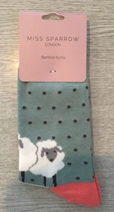 MISS SPARROW Sheep Socks Women Ladies Girls 3-7 Bamboo 1 Pair Christmas Gift New - Picture 1 of 8