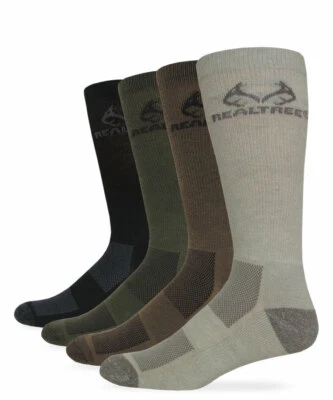 2 Pairs Realtree Mens Outdoor Tall Boot Crew Cooling Warm Athletic Wicking Socks - Image 1 of 4