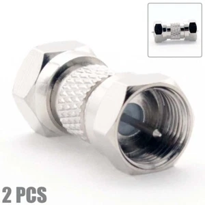 2 Pcs F-Type Male to Male Inline Coupler Coaxial Adapter Cable Connector Nickel - Picture 1 of 4