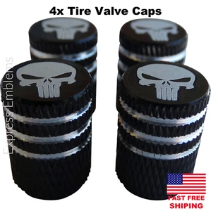 TIRE VALVE CAPS SET PUNISHER BLACK (4 pieces) - Picture 1 of 4